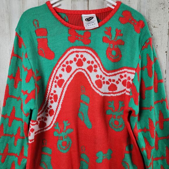 Cesar Holiday Ugly Sweater Red Green Size Large - Picture 2 of 10